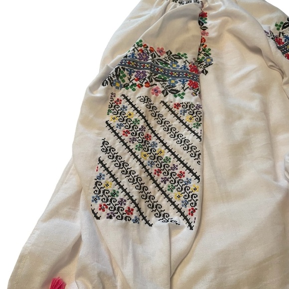 Ukrainian Embroidered Cross Stitch Folk Blouse-Size Medium/Large-Heavy Cotton - Picture 8 of 12
